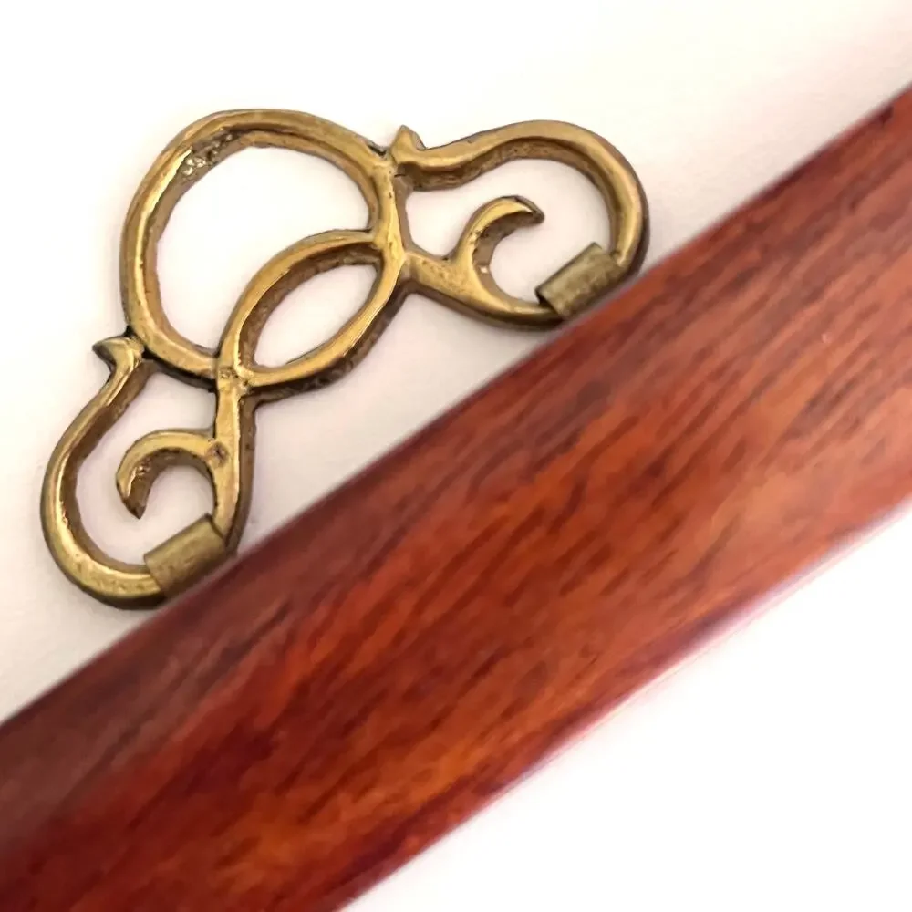 Set of 2 Vintage Chinese Hardwood Frames Brass Accent Wood Back Handcrafted
